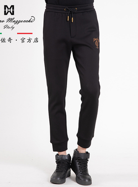 玛路男装/MAURO吸湿透气/松紧腰图案刺绣款针织束脚长裤MK452001