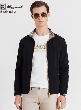 玛路男装/MAURO春夏顺滑透气休闲时尚双面穿立领茄克外套ML162012