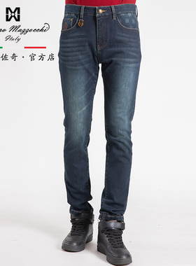 玛路男装/MAURO柔软透气/经典五袋金丝线绣花牛仔裤长裤MK351001