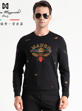 玛路男装/MAURO春夏吸湿耐皱弹力/休闲时尚长袖圆领体恤MK107303