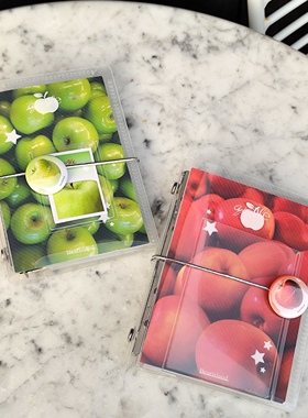 青苹果系列斜纹pp三折m5卡册活页夹笔记外壳便携小卡照片收纳手账