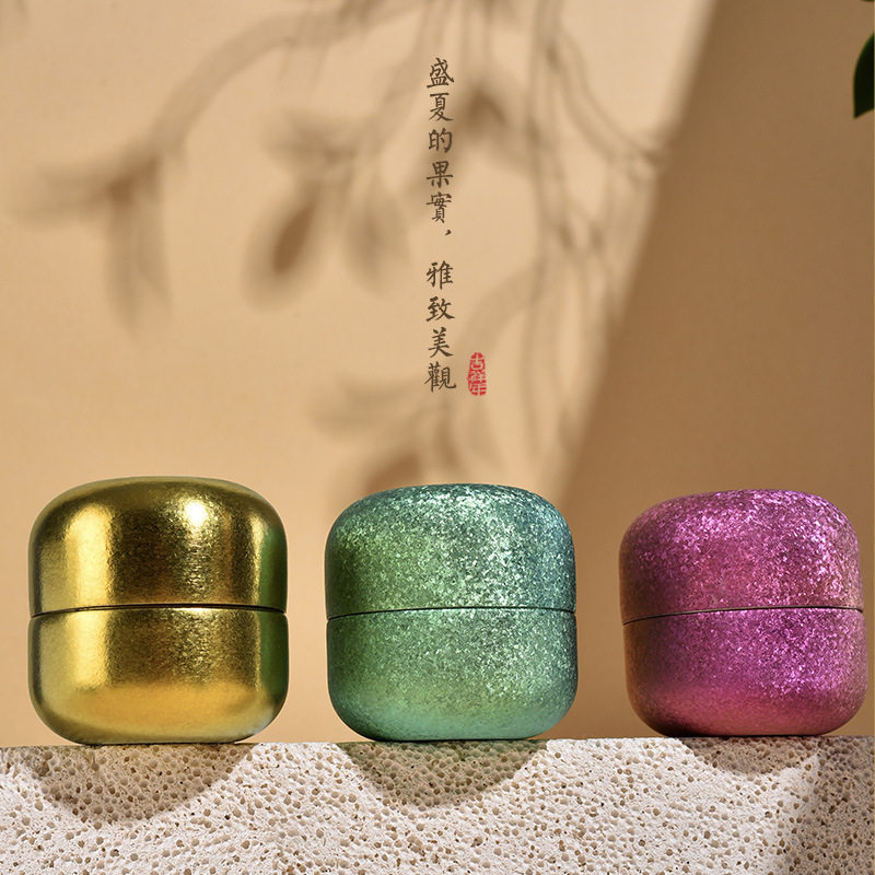 铜印熙玺纯钛茶叶密封罐轻奢高档茶叶储存罐便携随行收纳罐