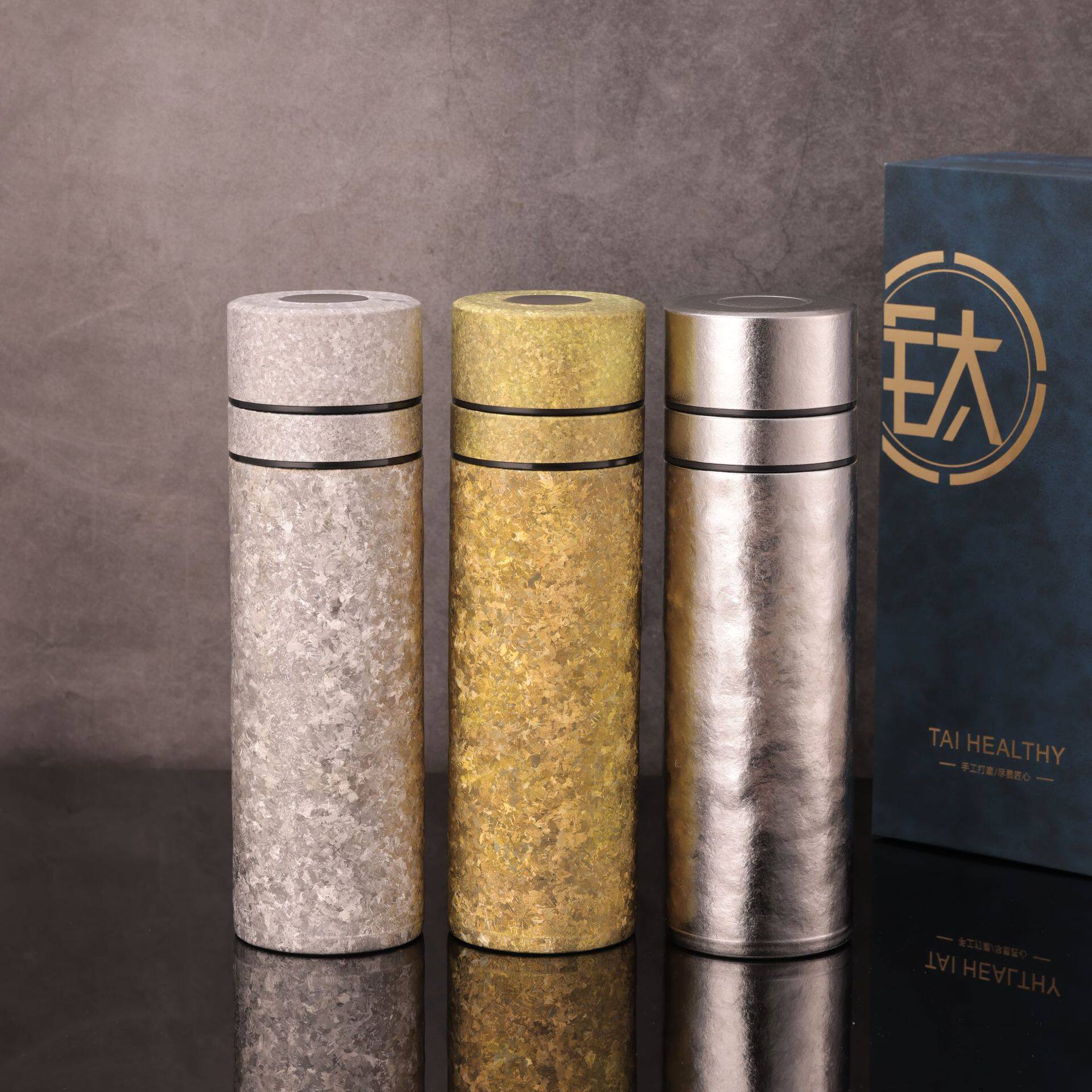 批发纯钛双层盖子保温杯车载直杯商务礼品杯冰花钛杯纯钛速开杯子