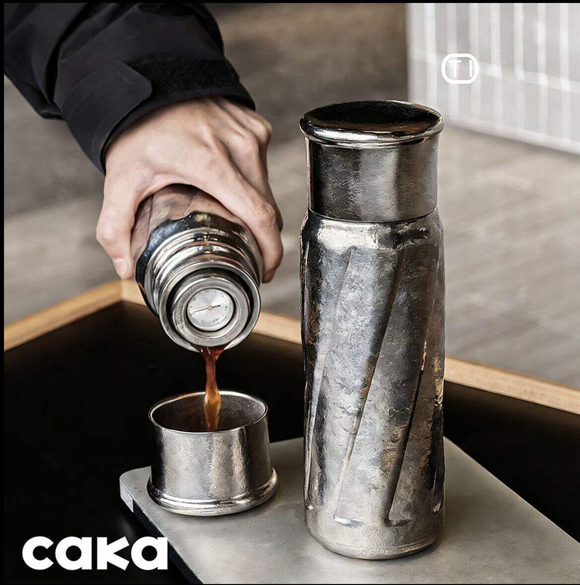CAKA/茶卡纯钛保温焖茶杯500ML男女新款磁吸盖便携钛杯茶水分离杯