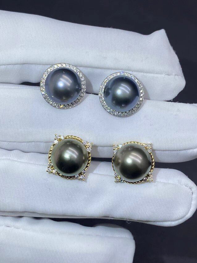 多款孤品18k14k金钻石大溪地黑珍珠罕见色9-10mm10-11mm正圆微瑕