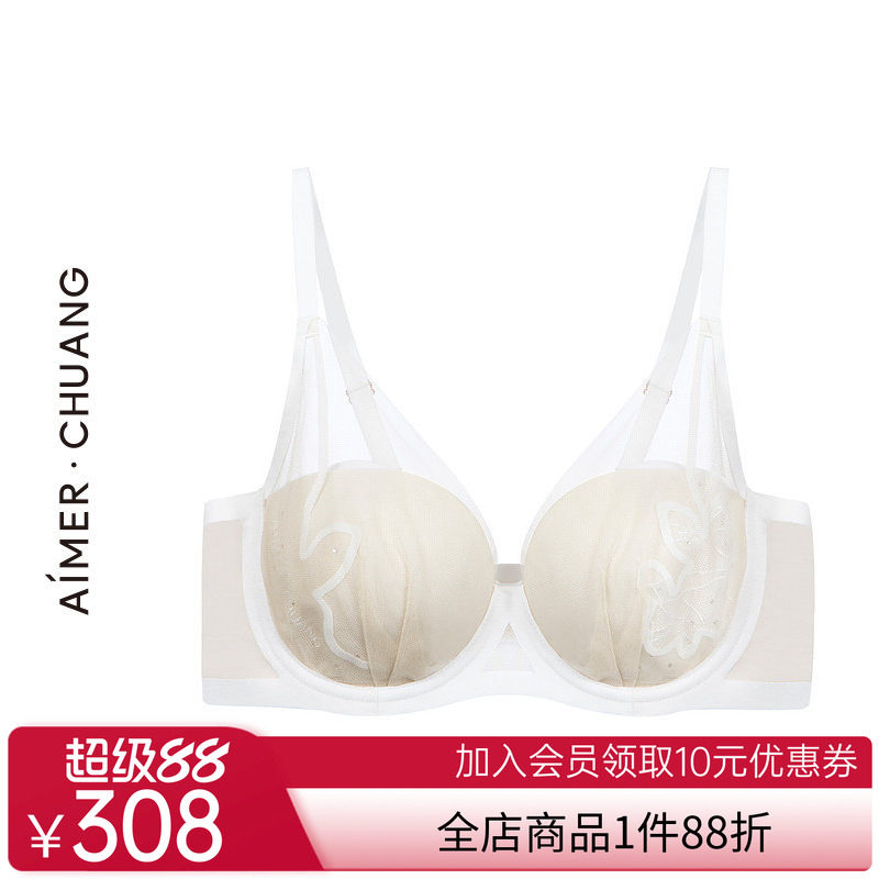 爱慕·CHUANG几何4内衣女薄模杯大罩杯大胸显小洞洞文胸CA111181