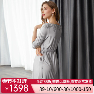 【新品】LACLOVER兰卡文Lovestory系列莫代尔纤维中长睡裙LC44SC1