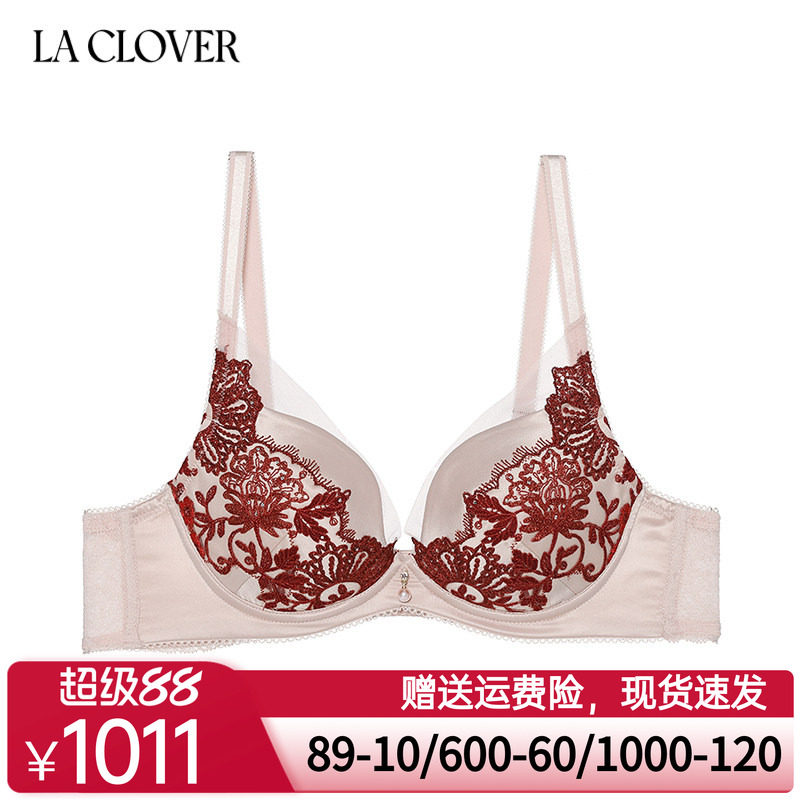 兰卡文闪耀艺术家系列3/4文胸蕾丝刺绣厚杯小胸聚拢内衣女LC11XL1