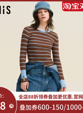 爱美丽24AW时尚打底针织圆领套头长袖上衣IM72BTW3