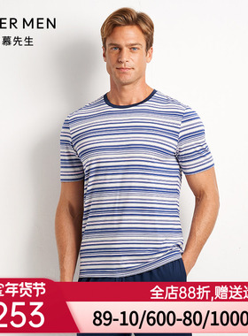 爱慕先生20SS条纹情怀圆领套头短袖NS41D841