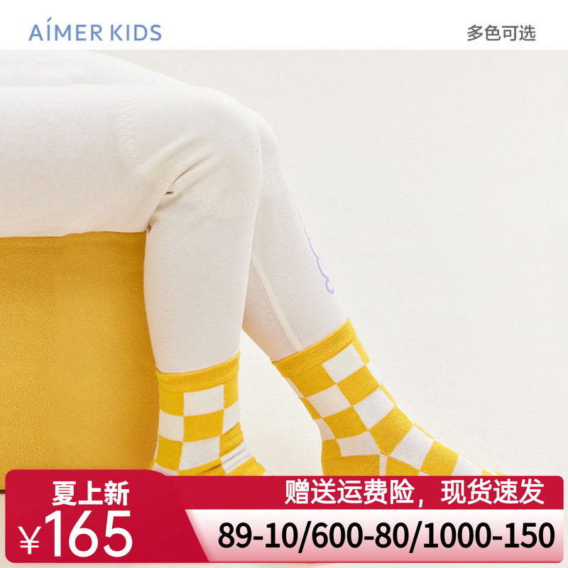 爱慕儿童袜子棉袜中筒袜男孩女孩秋季精梳棉袜3双装子A类秋新品