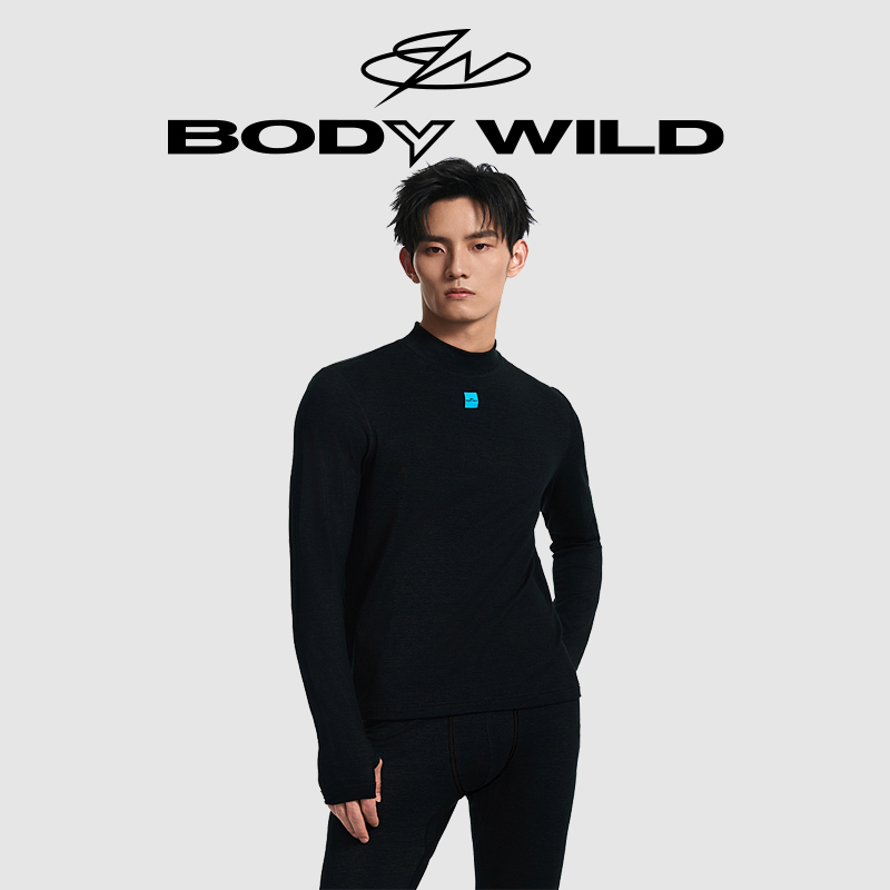 BODY WILD23新款潮暖抽湿衣男士带指套小高领长袖打底ZBN72KC2