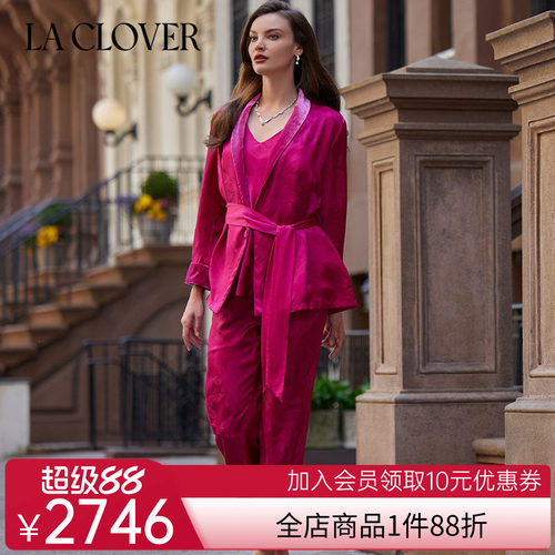 【24秋冬】兰卡文LA CLOVER繁花之境系列分身睡衣三件套装LC46YD1