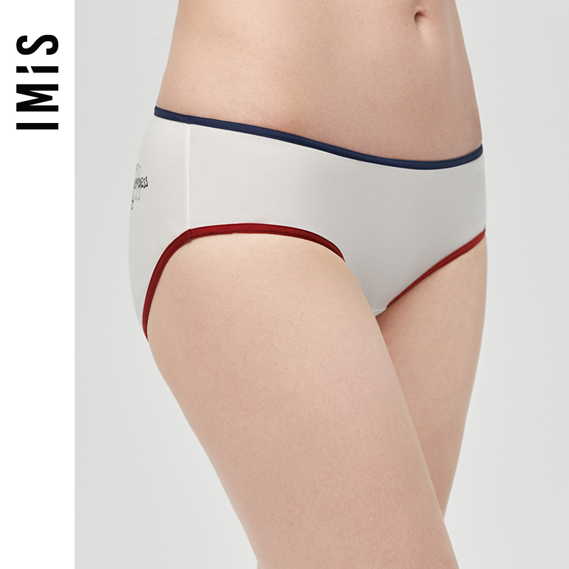 爱美丽IMIS商场内裤女自然棉感柔软印花中腰平角裤包臀IM23BJP1