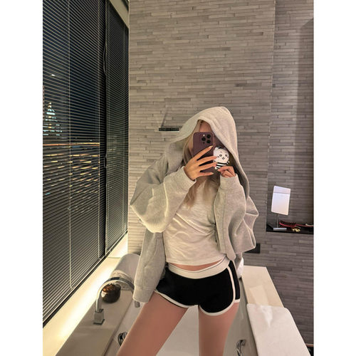 撞色辣妹居家休闲裤女高腰修身显瘦百搭运动打底外穿真理包臀短裤