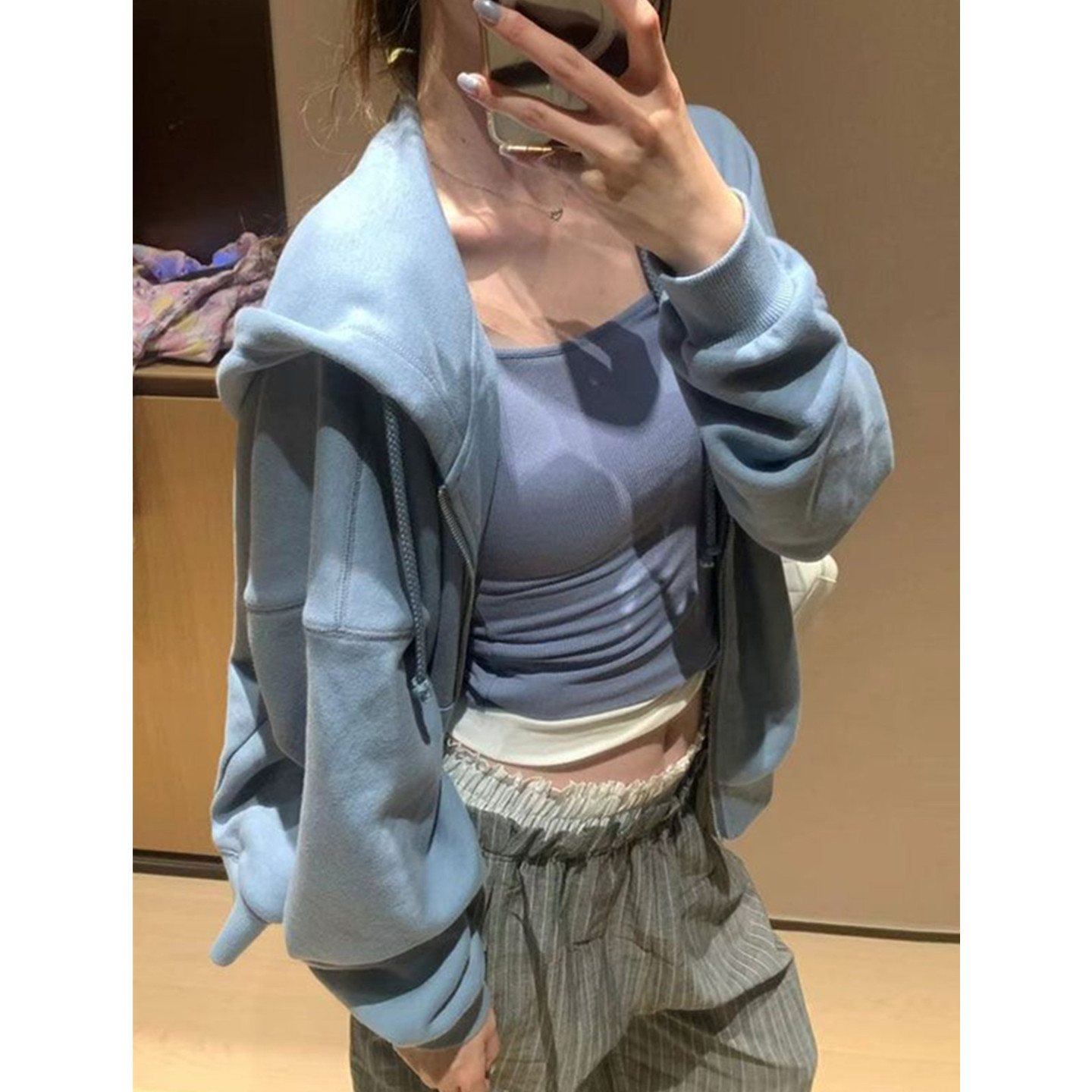 闲慵懒风连帽卫衣女秋季宽松