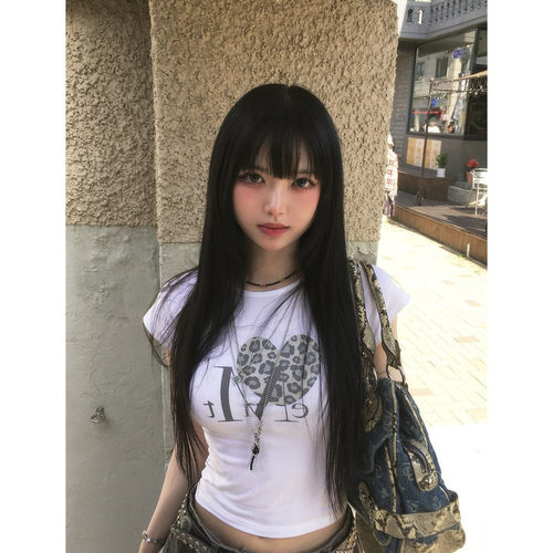 爱心印花短袖T恤女夏季修身