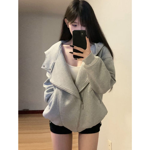 设计感连帽卫衣外套女宽松收腰