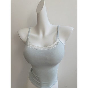 漫画胸蚂蚁腰拼接蕾丝遮副乳显瘦吊带背心女夏带胸垫修身打底上衣