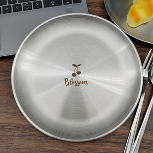 ins316L不锈钢浅圆盘商用碟子烤肉餐厅吐骨碟食品级烧烤火锅盘子