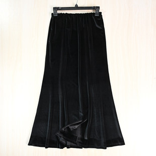 复古丝绒垂感松紧腰修身 18冬季 半身鱼尾裙 2512 思琪女装