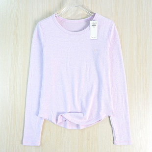 精致刺绣软糯磨绒棉圆领修身 短款 手指长袖 思琪女装 打底衫 2512