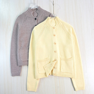 针织开衫 思琪女装 北欧减龄软和立领系扣休闲插肩长袖 毛衣 2512