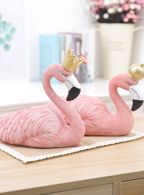 ins火烈鸟卧室情侣床头桌面摆件