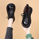 超火日系厚底JK小皮鞋女2025冬季款系带显脚小复古百搭加绒乐福鞋