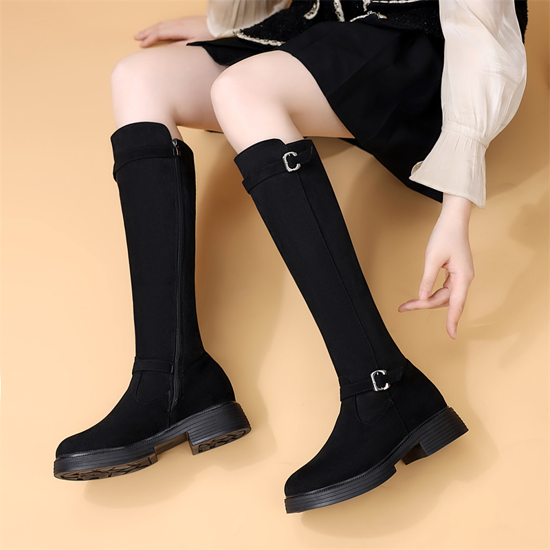 骑士靴简约2025秋冬气质女靴加绒