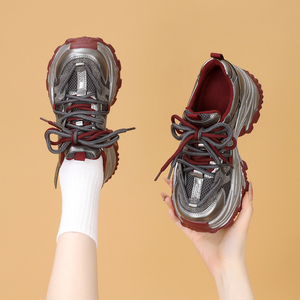 厚底增高老爹鞋女2026年春季新款轻便百搭网面镂空透气休闲运动鞋