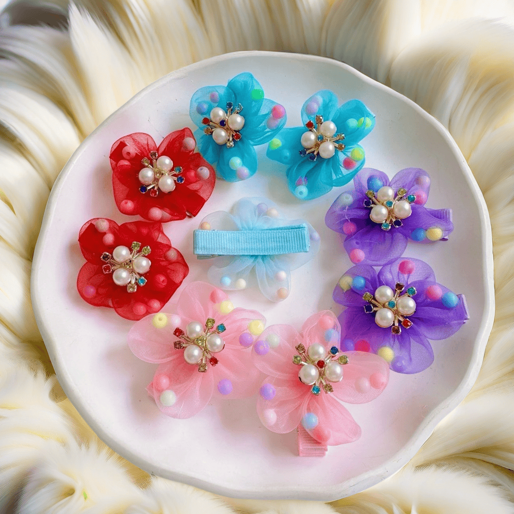 公主花朵珍珠顶夹宝宝