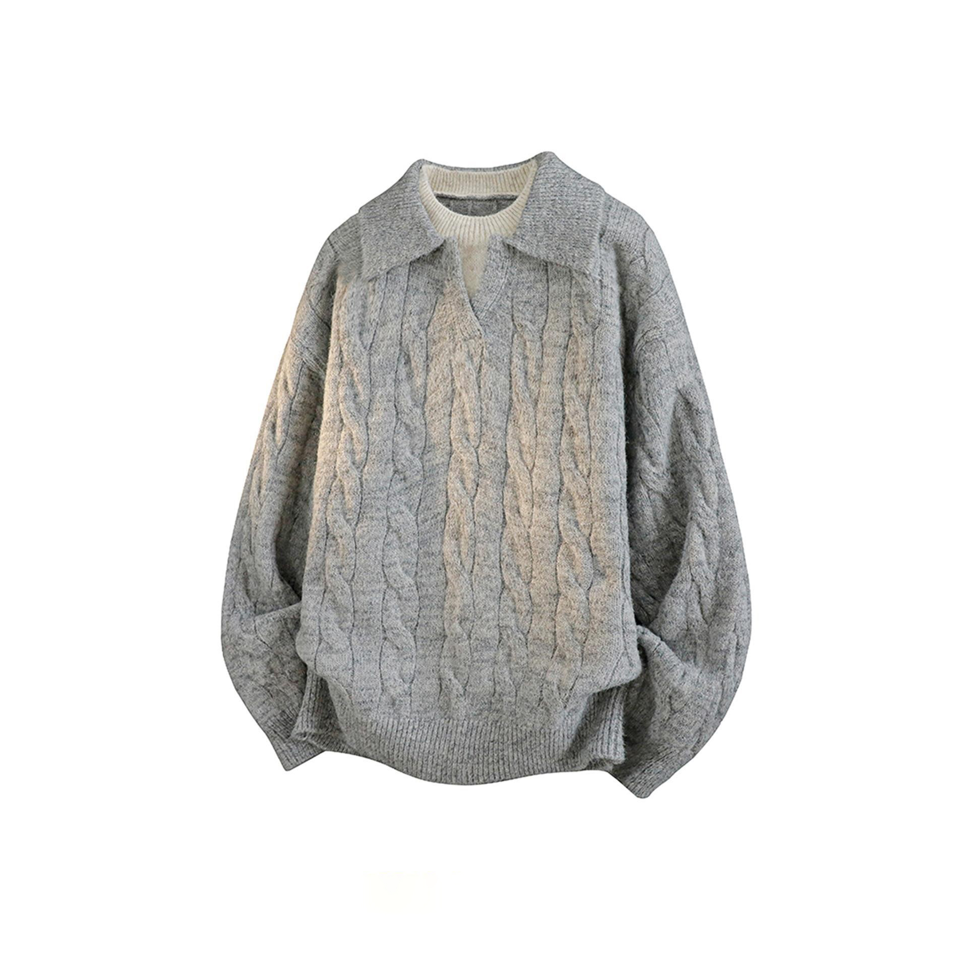 冬款加厚慵懒风麻花针织衫小上衣