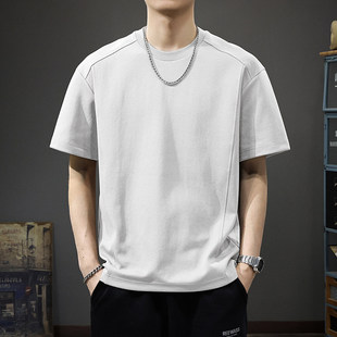 短款重磅上衣短袖t恤男2026夏季新款不规则高级宽松男士半袖体恤