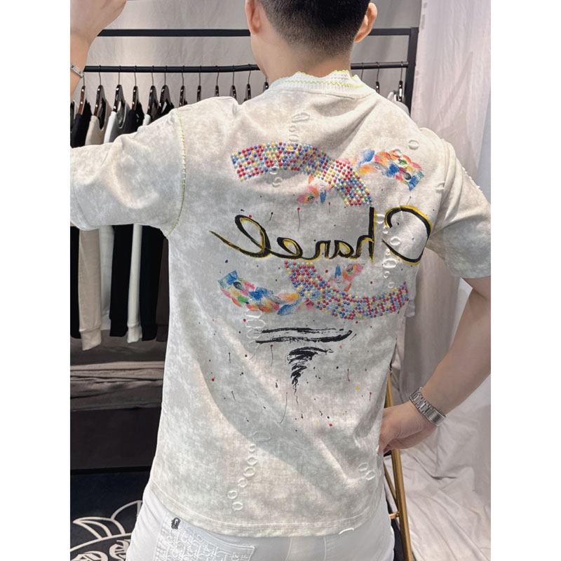 潮牌设计感烫钻短袖男2026夏季