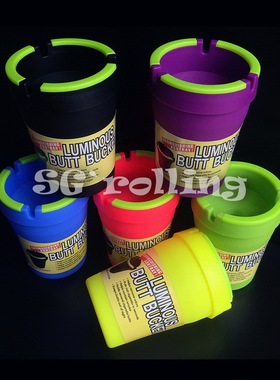 塑料 耐高温 糖果色 烟灰缸 双层夜光 可收纳 车载烟灰缸