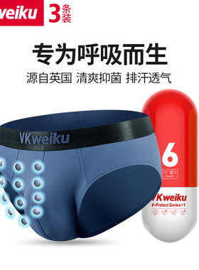 VKWEIKU正品英国卫裤磁石保健三角内裤莫代尔增大码青年三角裤衩