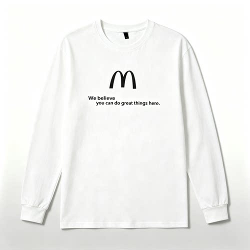 美式复古Mc标语短袖T恤男女 We believe趣味百搭情侣款白色上衣