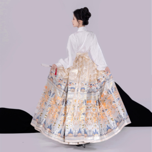 明制汉服马面裙女原创仿妆花织金春夏国风满地金高端重工九龙行天