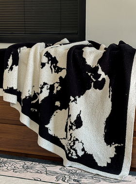 环游世界轻奢复古沙发装饰毛毯半边绒样板房毯子披肩盖腿毯午睡毯