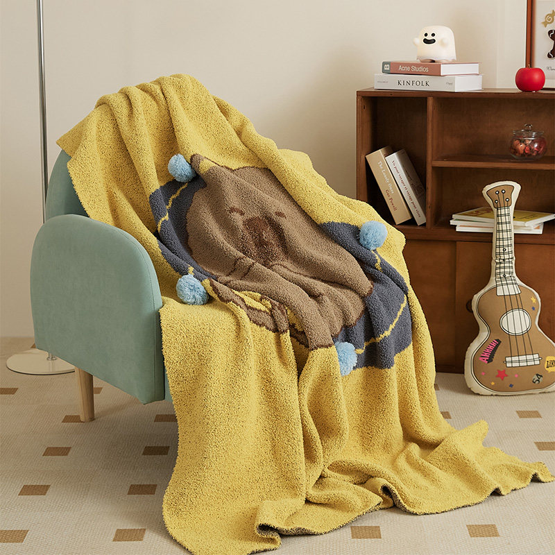 温暖日记~小熊球球设计秋冬保暖半边绒毛毯客厅沙发披肩盖腿毯子,床上用品,休闲毯/毛毯/绒毯,淘宝优惠券,粉丝福利购,淘宝优惠卷