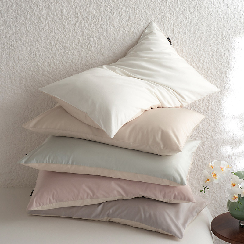 A类简约100s长绒棉全棉枕头套信封纯色亲肤单人枕套一对装纯棉款
