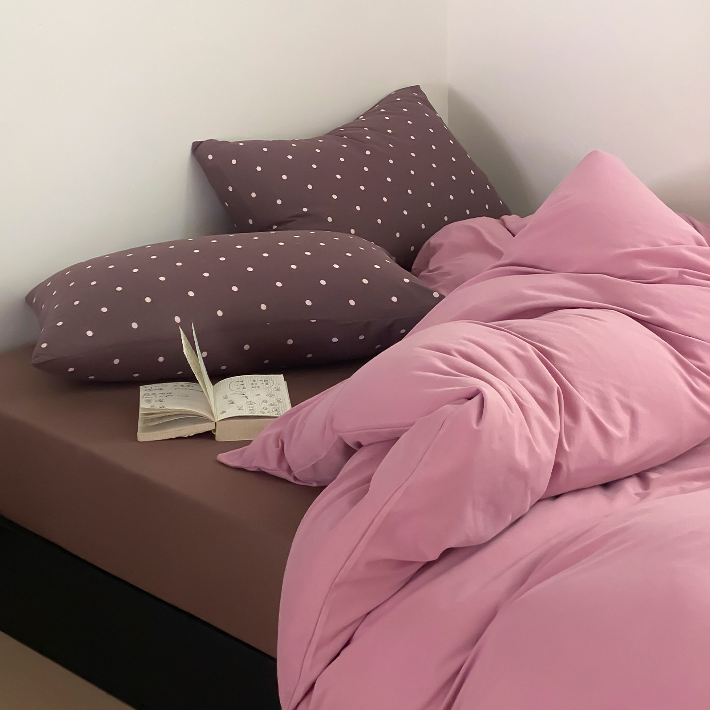 简约撞色全棉针织棉四件套天竺棉被套纯棉舒适床单床笠宿舍床品