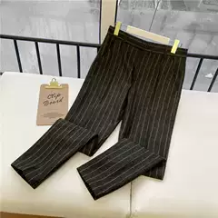 Men's Wool Trousers Fall Winter Thick Slim Fit Vintage Striped Plaid Brushed Fabric Plus Size Wool Pants