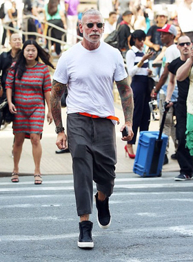 欧美nick wooster西裤男复古吊裆锥形九分裤雅痞休闲裤时尚潮流