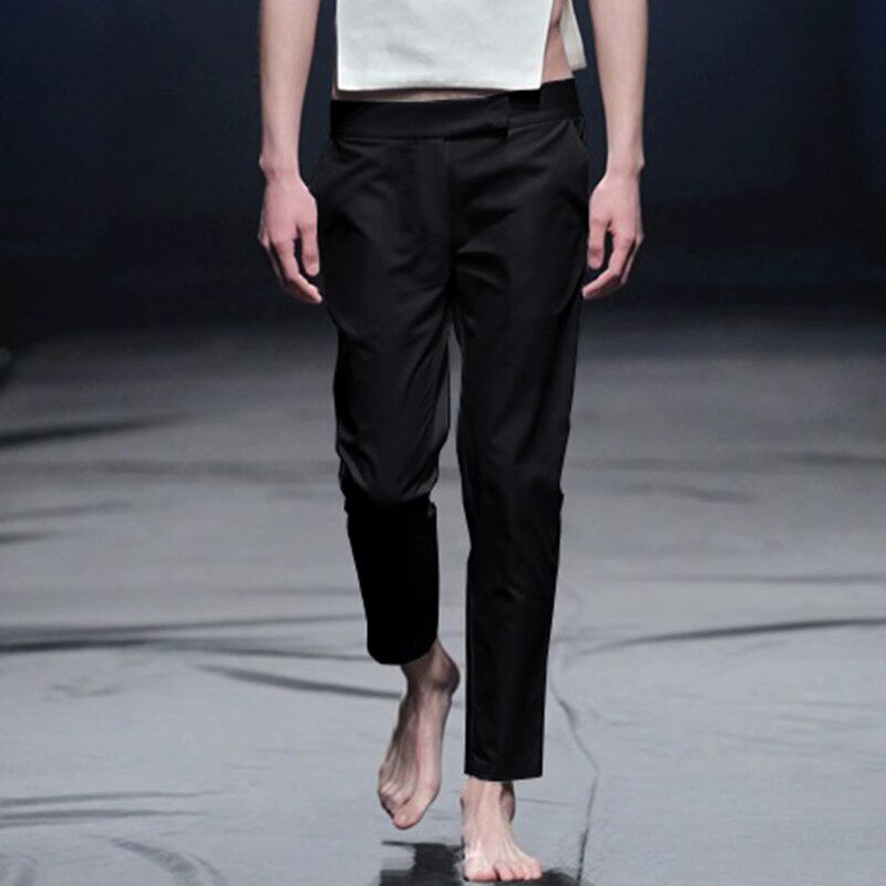 2025新款男士小西裤商务修身小直筒休闲裤英伦风高端透气九分裤潮