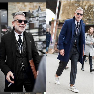 wooste羊绒羊毛呢大衣中长款 尼大衣男nick 风衣潮 冬季 欧美街拍款