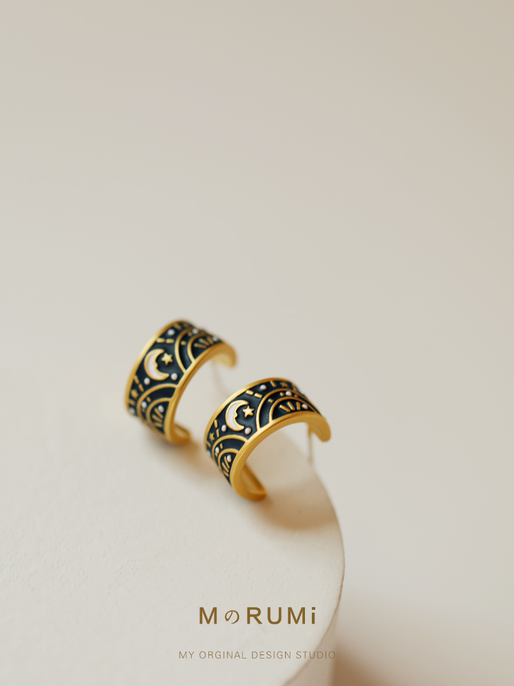 星空热牌m家外贸珐琅彩耳钉