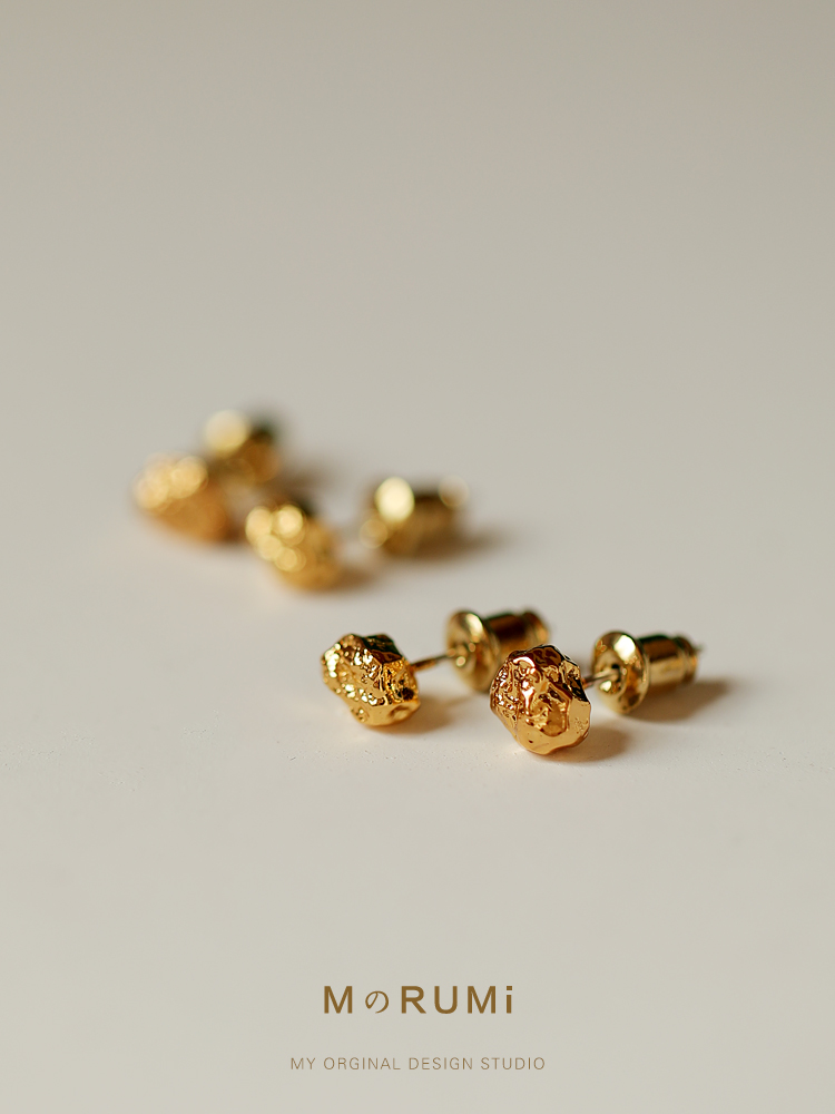 异形手工熔岩石时尚风百搭耳环