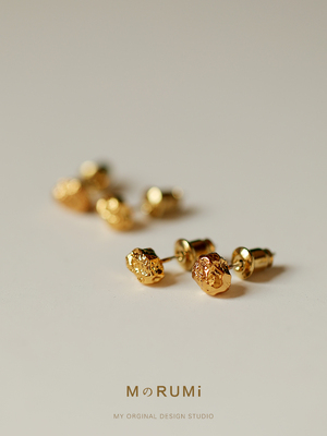 异形手工熔岩石时尚风百搭耳环